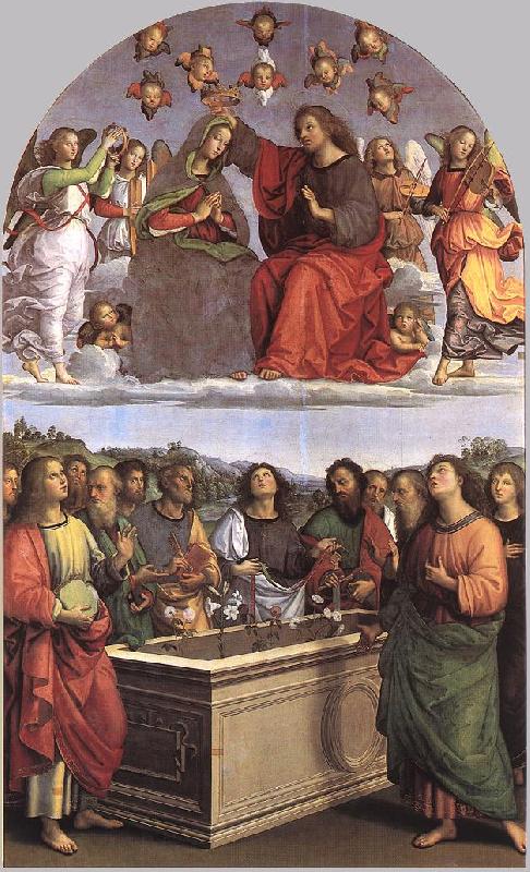 RAFFAELLO Sanzio The Crowning of the Virgin (Oddi altar) oil painting image